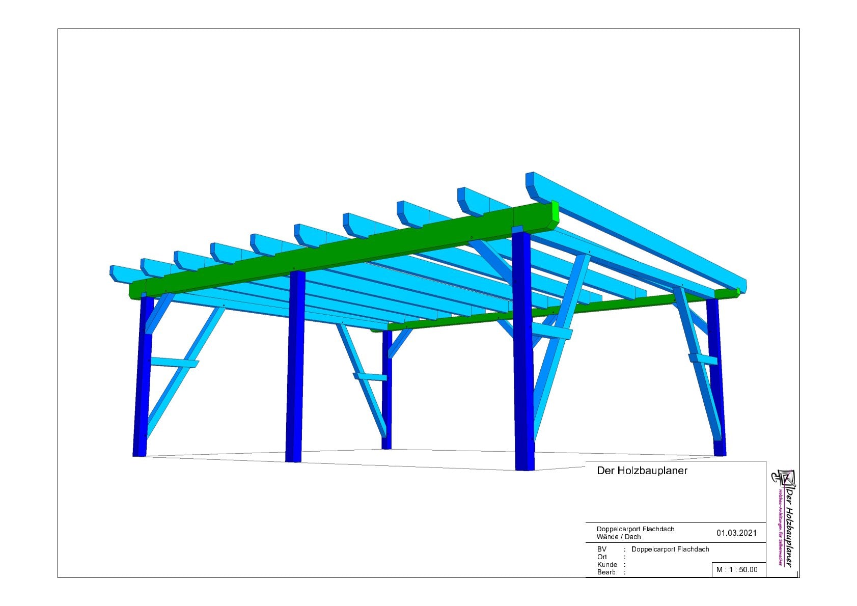 Flachdachcarport selber bauen Anleitung / Bauplan PDF