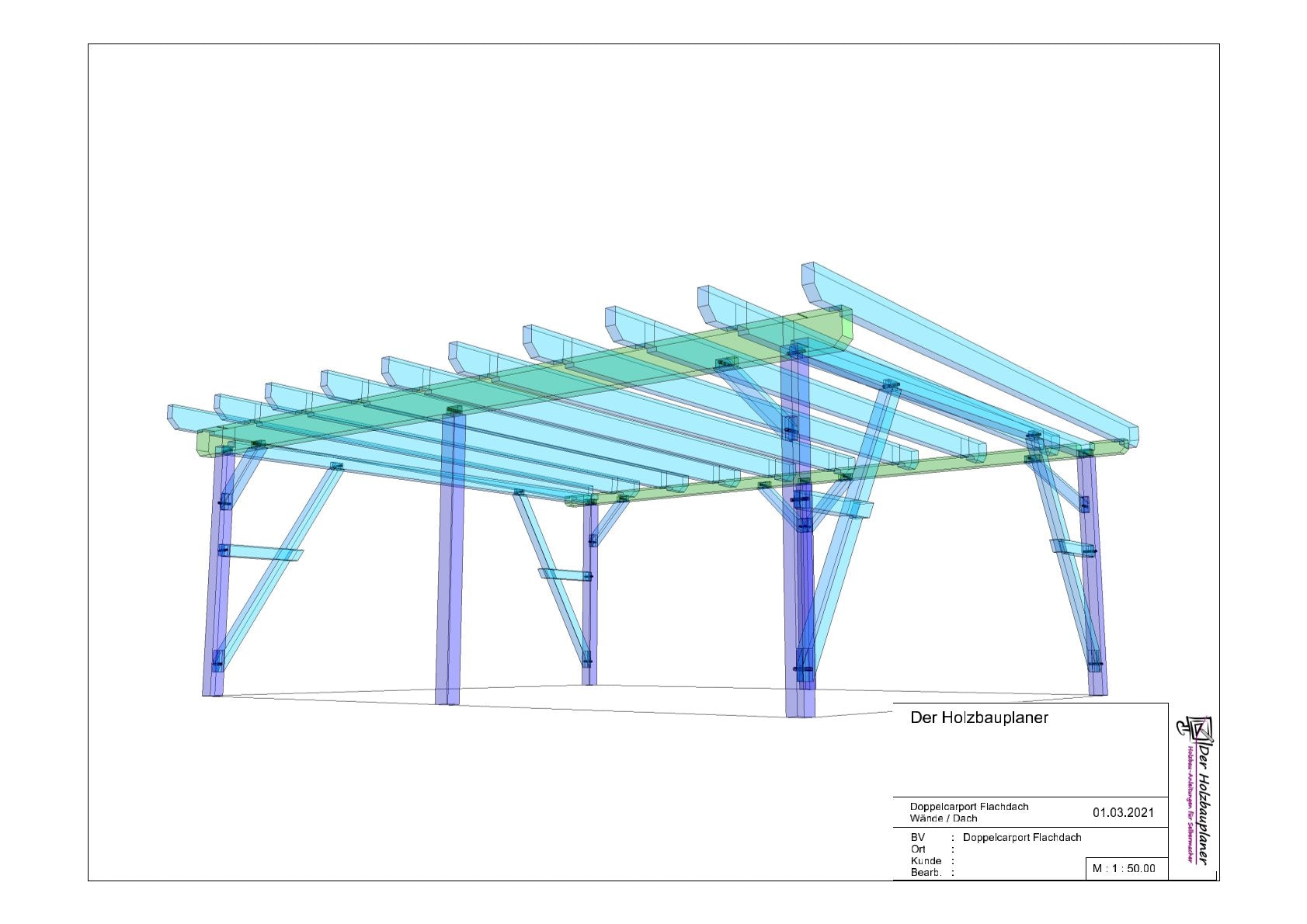 Flachdachcarport selber bauen Anleitung / Bauplan PDF