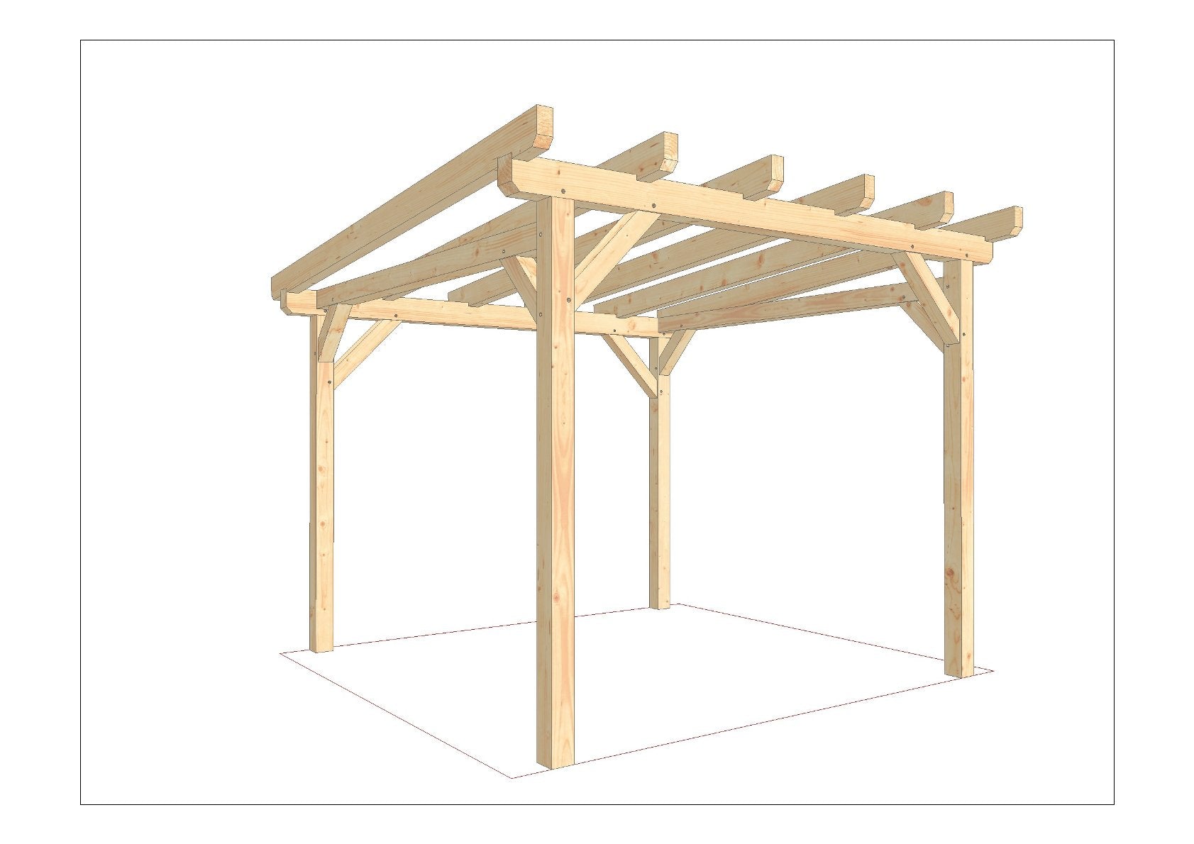 Pultdachcarport (klein) selber bauen Anleitung / Bauplan PDF