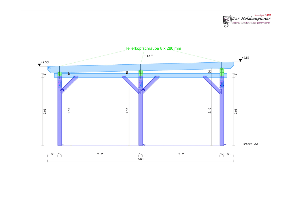 Flachdachcarport selber bauen Anleitung / Bauplan PDF