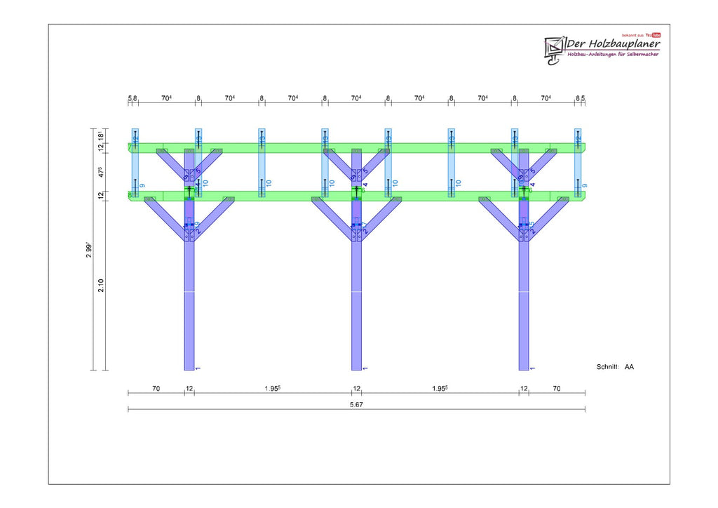 Satteldachcarport selber bauen Anleitung / Bauplan PDF