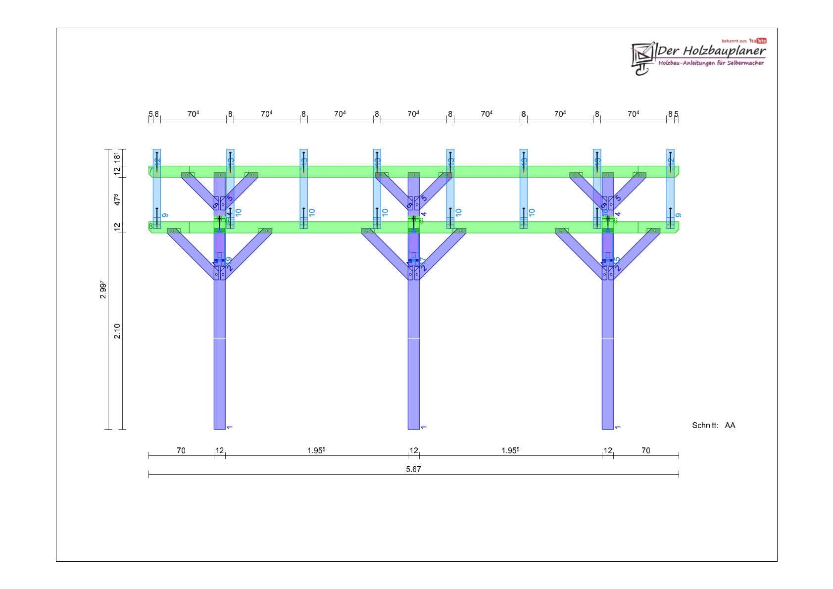 Satteldachcarport selber bauen Anleitung / Bauplan PDF