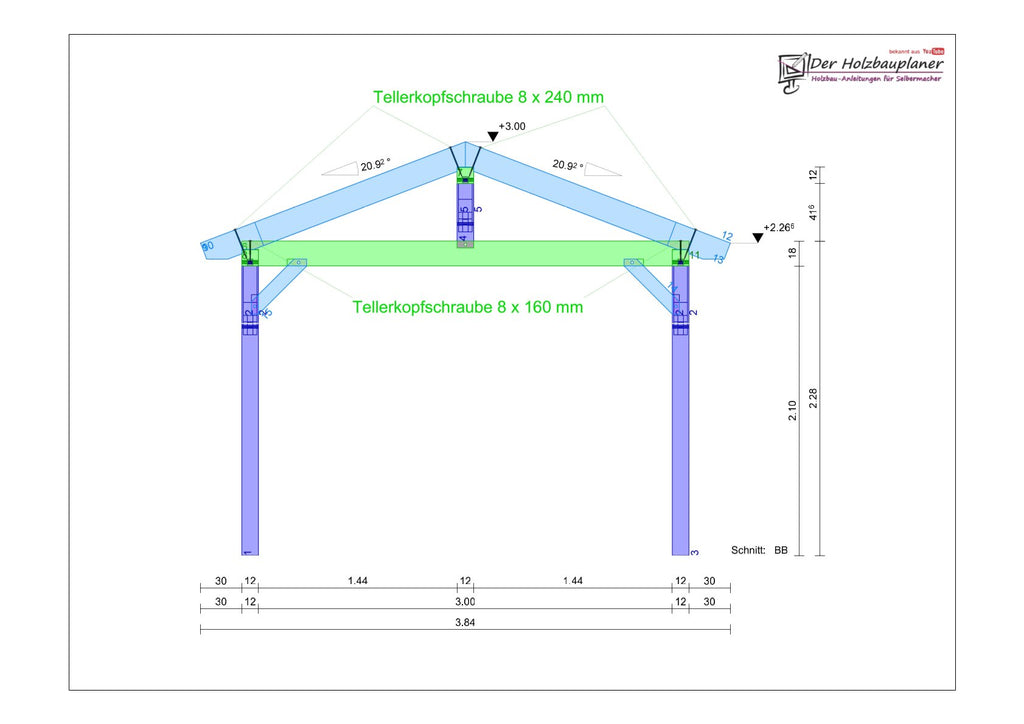 Satteldachcarport selber bauen Anleitung / Bauplan PDF