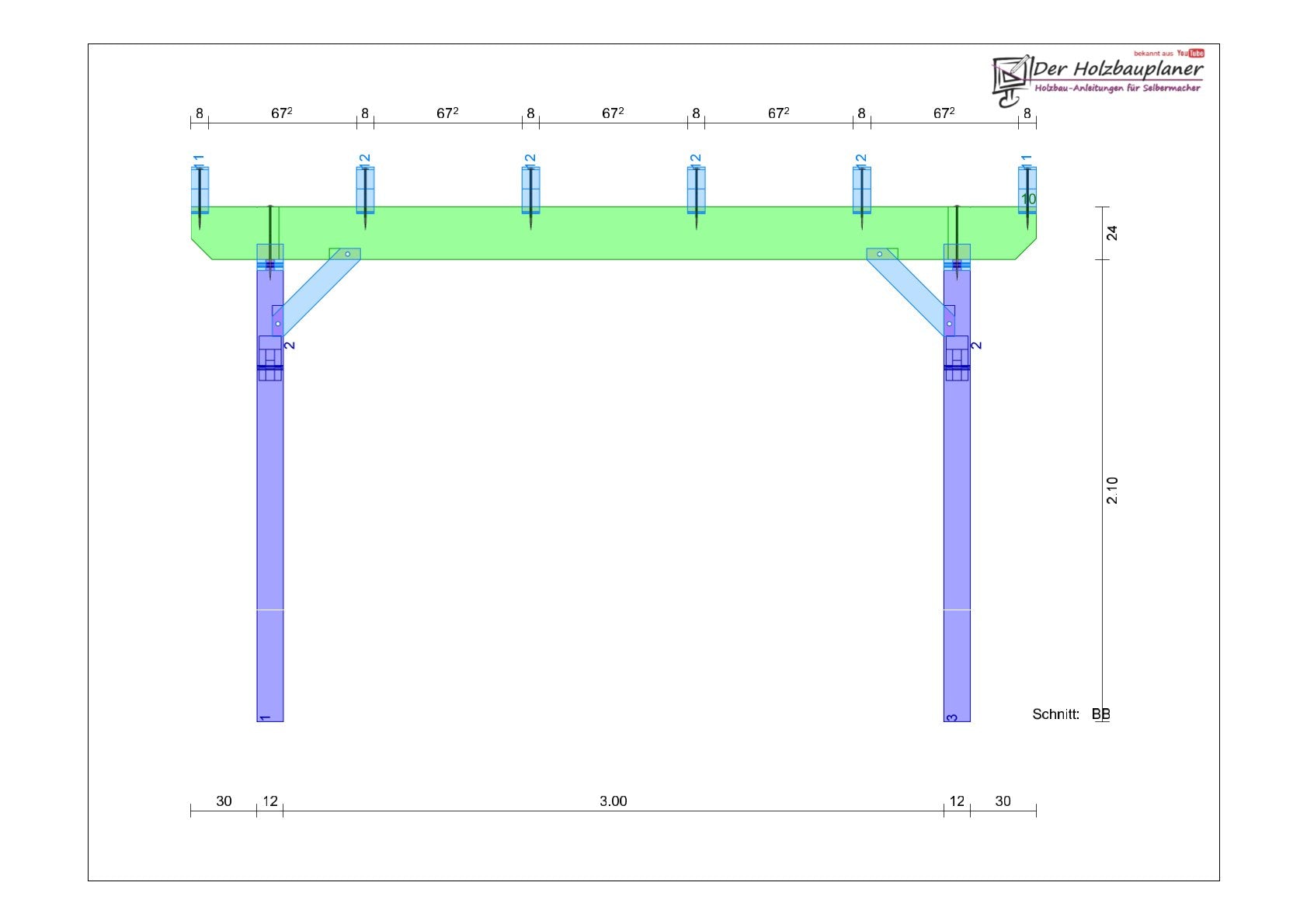 Flachdachcarport selber bauen Anleitung / Bauplan PDF