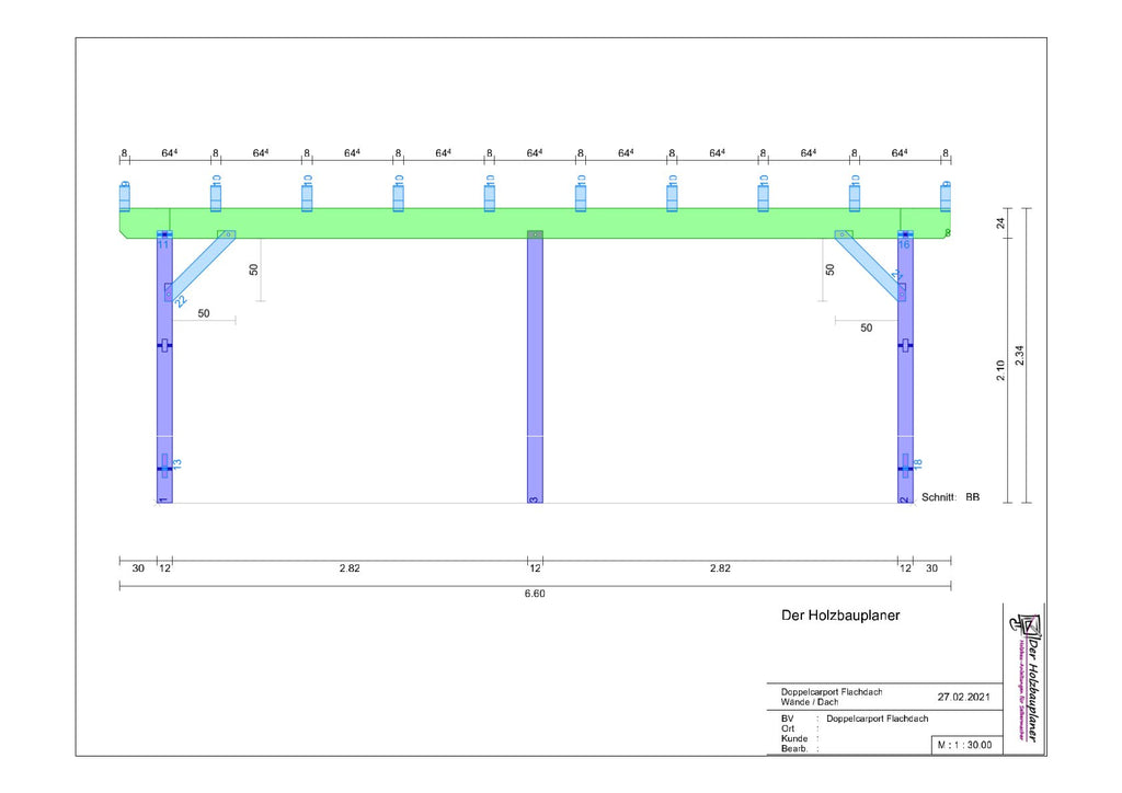 Flachdachcarport selber bauen Anleitung / Bauplan PDF