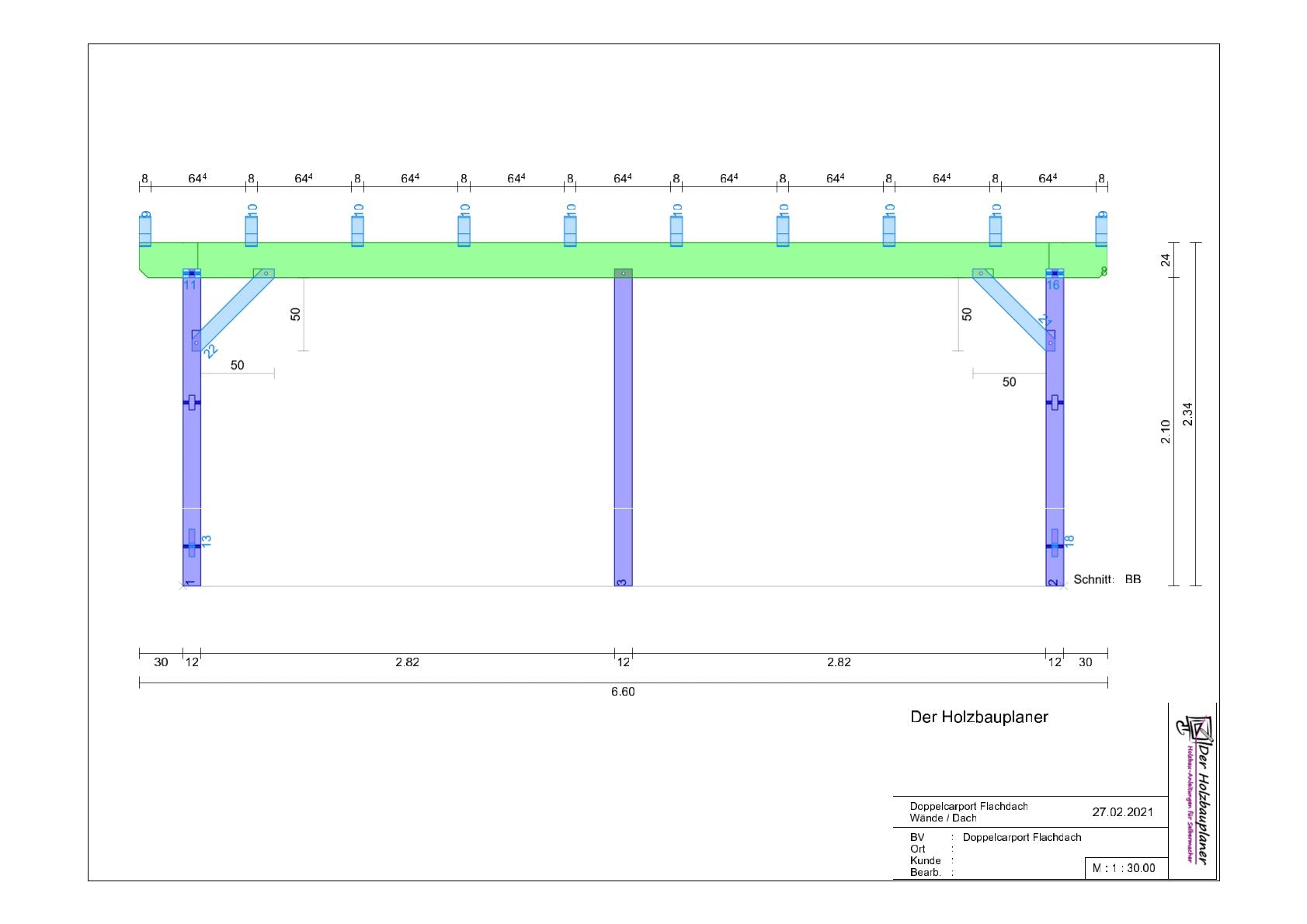 Flachdachcarport selber bauen Anleitung / Bauplan PDF